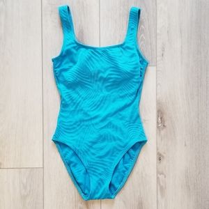 Vintage Electric Blue Textured Print Swimsuit